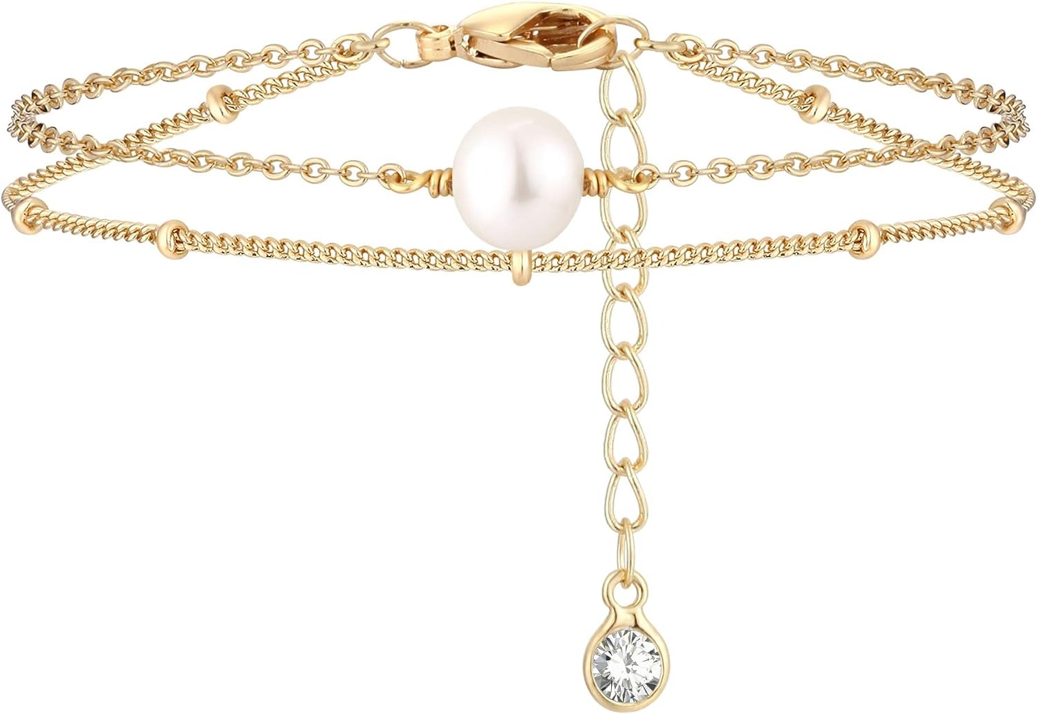 Pulsera de pareja delicada chapada en oro de 14 quilates, cadena, joyería simple, linda para niñas