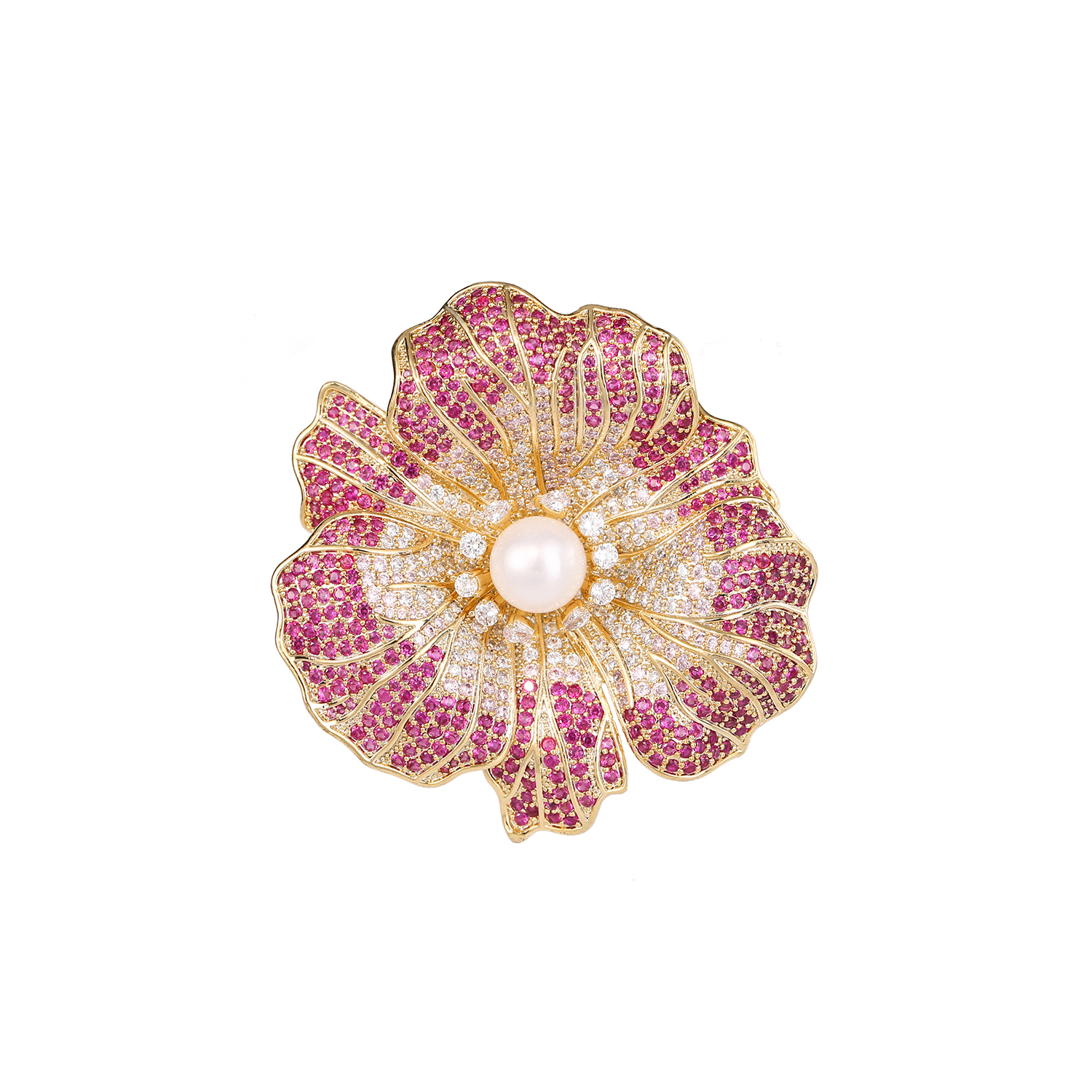Full diamond zircon brooch high-grade female natural freshwater pearl flower corsage 2024 new fashion pin jewelry