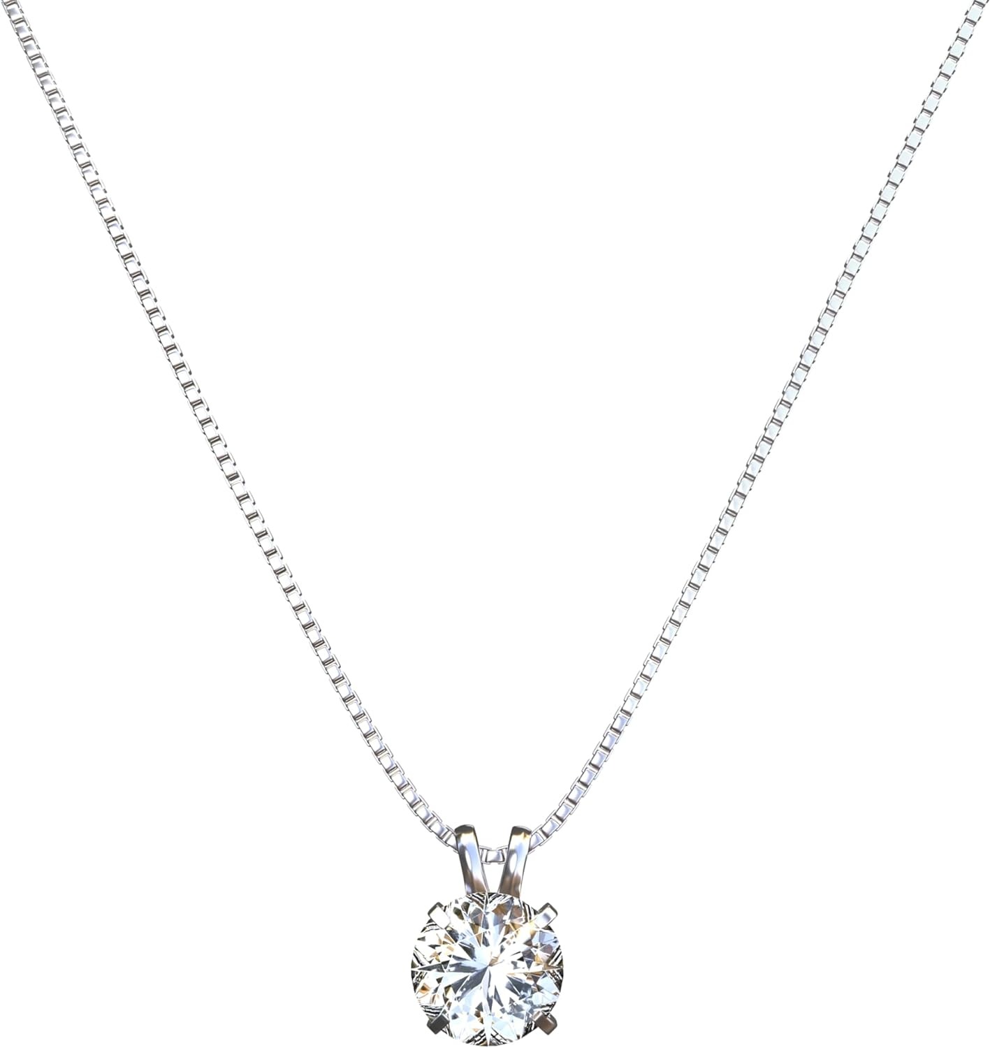 Wholesale Classic Simple Design1 Carat Round Hearts and Arrows Sona Cubic Zirconia Platinum Plated Necklaces Jewelry