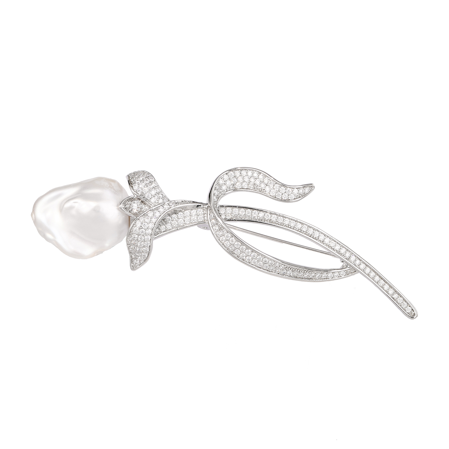 gold and silver plated flower shape natural freshwater keshi baroque pearl brooch for women