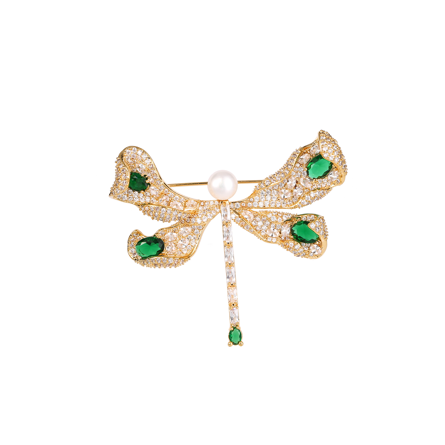 Elegant Cubic Zirconium Oxide Dragonfly Brooch Fashion Coat Dress Pin Creative Corsage Accessories