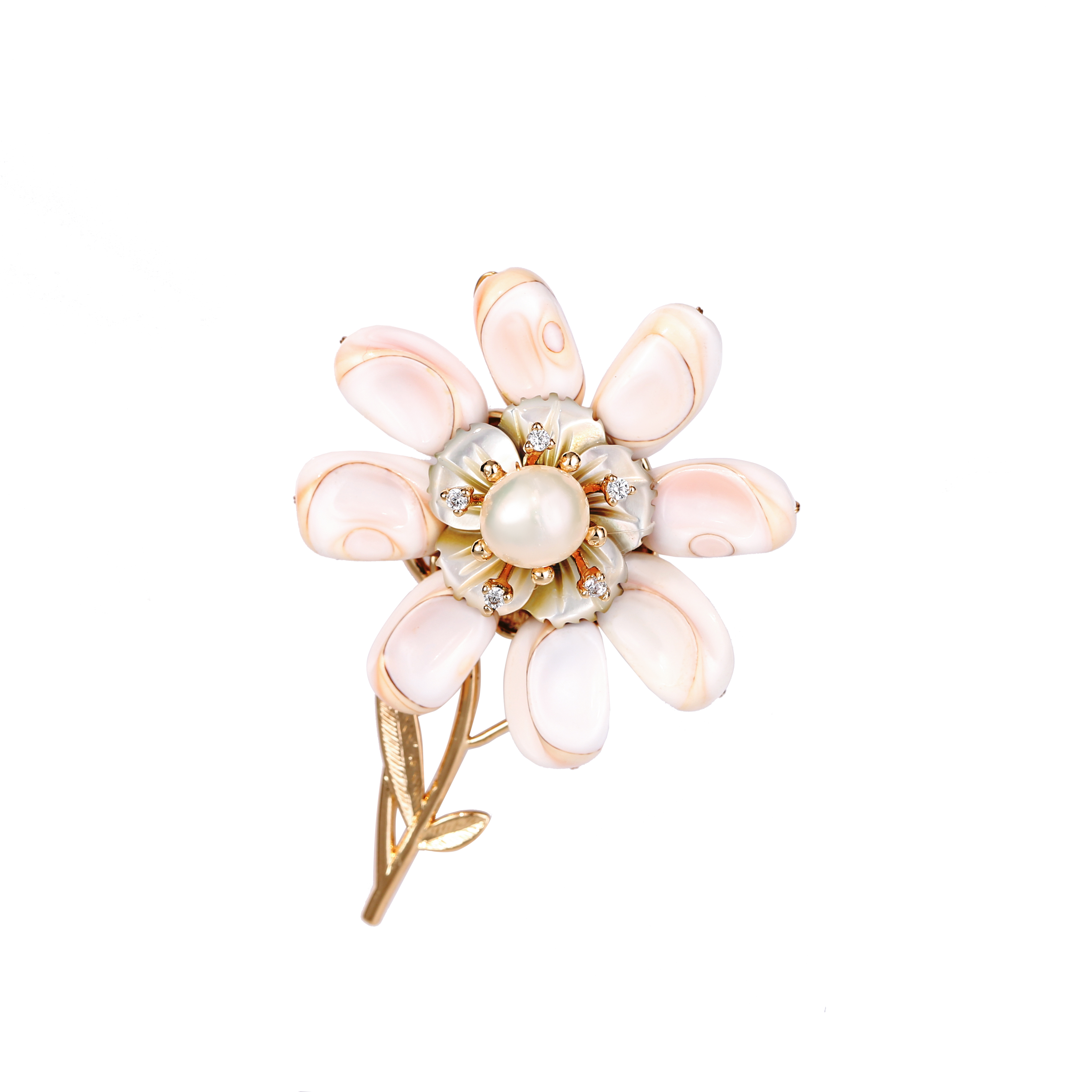 Concubine Mother Gift Natural shell Flower Brooch Elegant Cheongsam Coat Pearl Accessories
