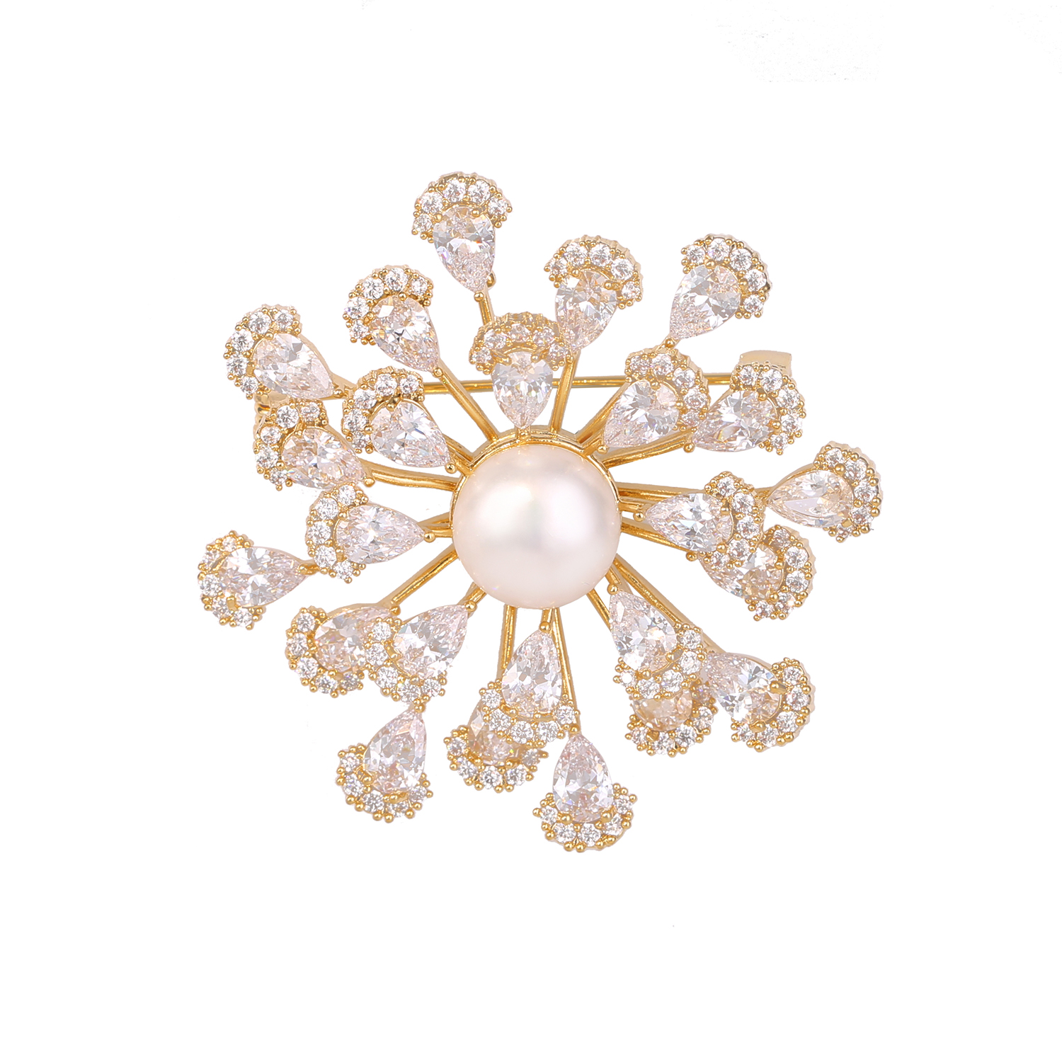 Trendy design zircon brooch pearl pin for wedding