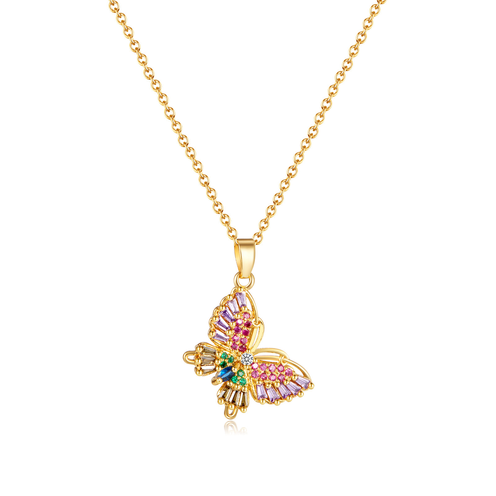 Fashion 14K gold butterfly necklace for women