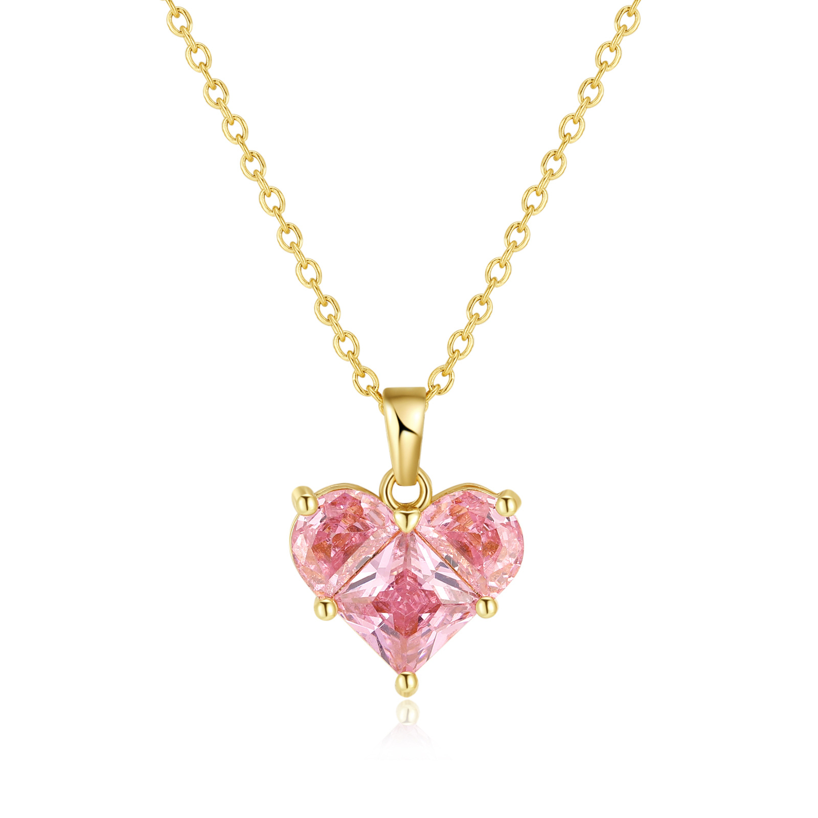 Custom cute pink heart necklace for girl