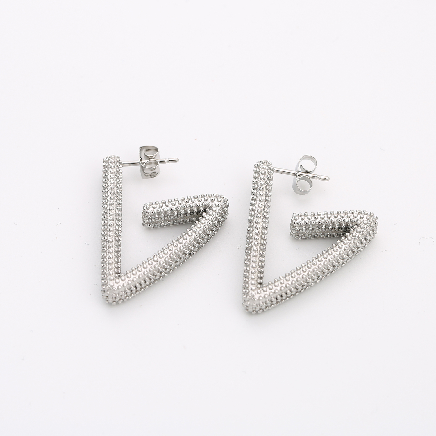 삼각형 디자인 기하학적 모양 스터드 귀걸이 도매 손으로 만들어진 14k 금 귀걸이