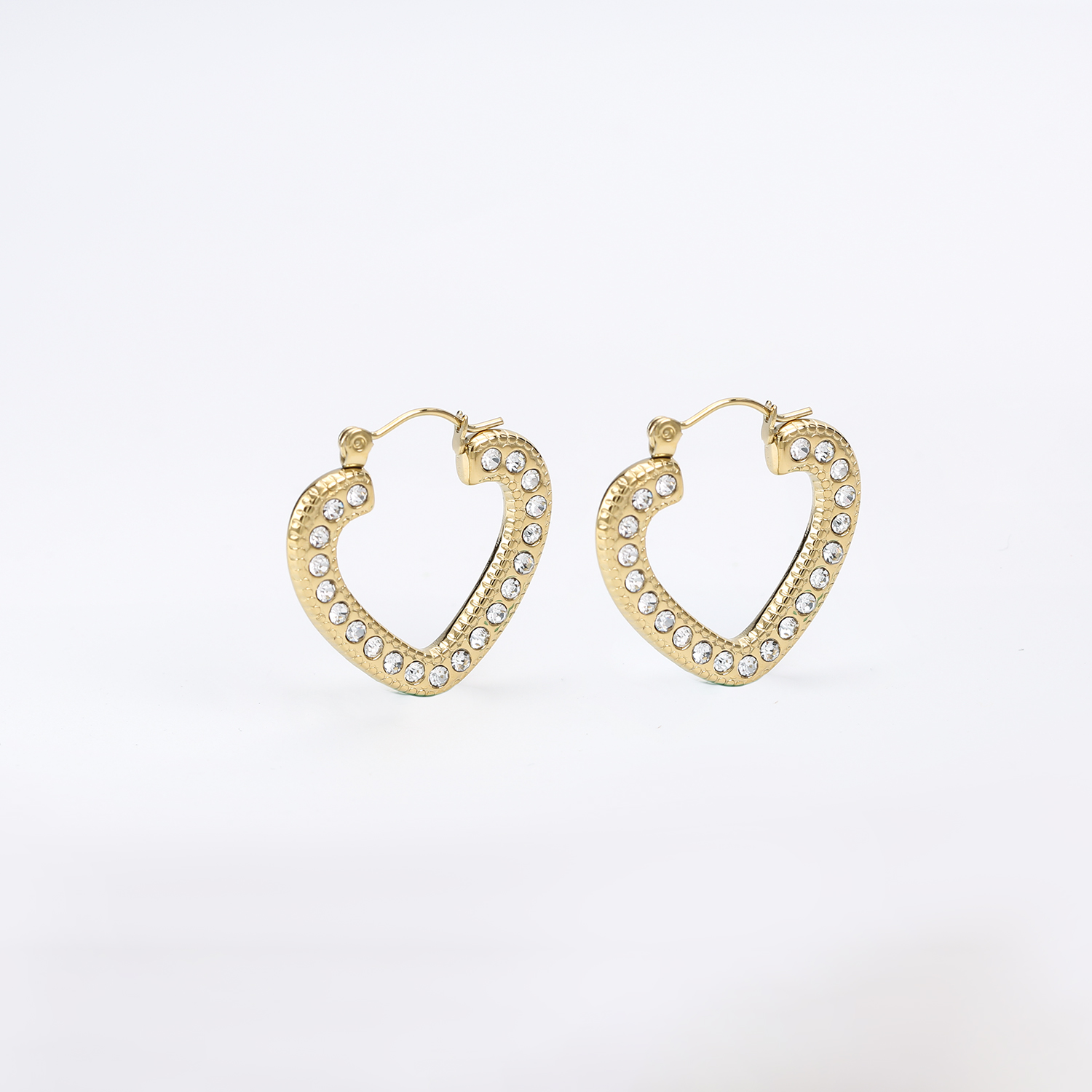 Wholesale C Shaped Earring Non Tarnish Stainless Steel Rhinestone Gold Hoop Earrings