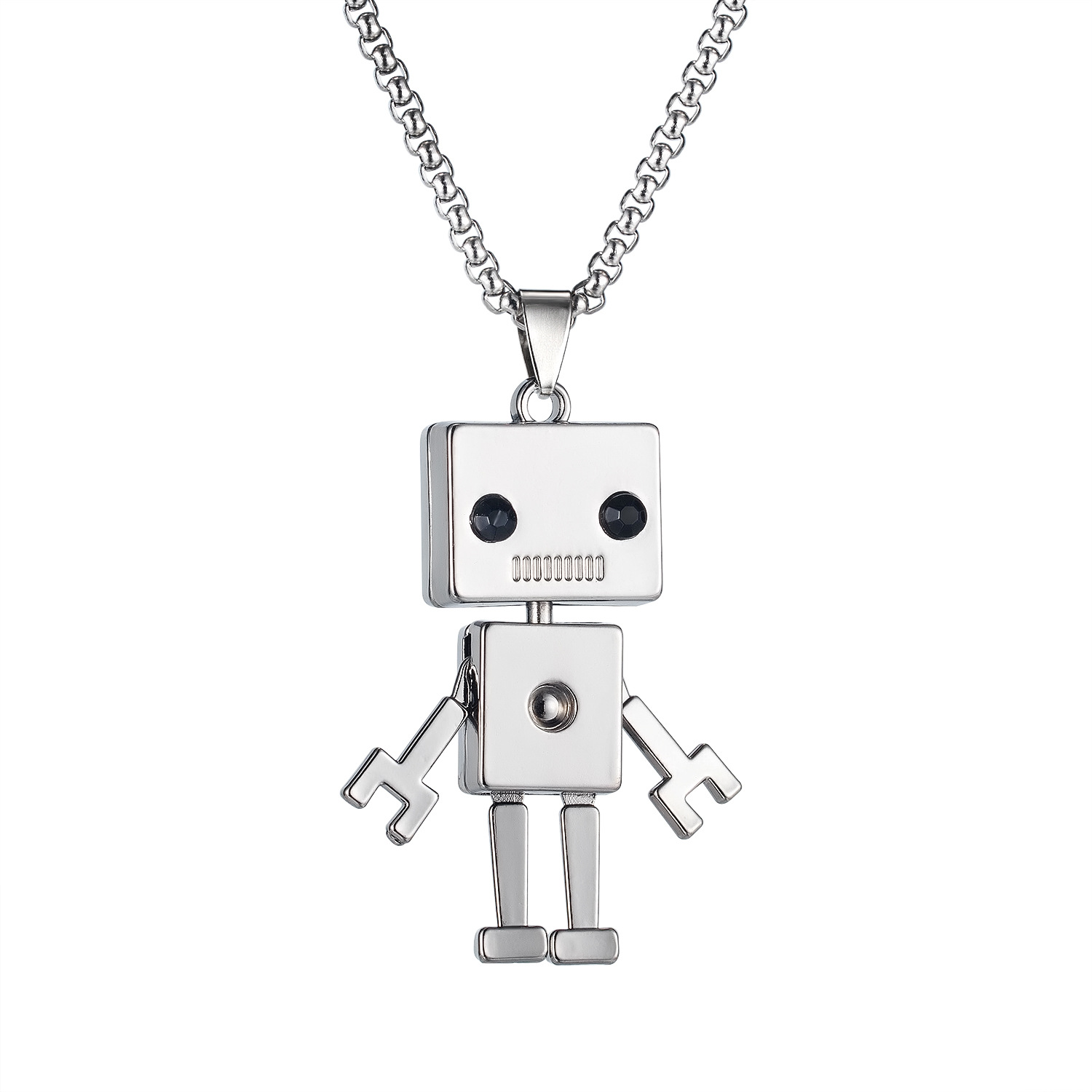 Stainless steel lovely unisex robot pendant necklace