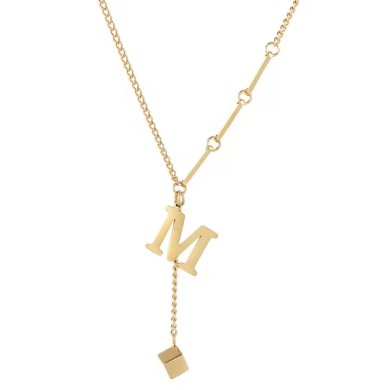 Fashion Ins Style M Letter Pendant Niche Design Sense Titanium Steel Necklace Women Do Not Fade Jewelry