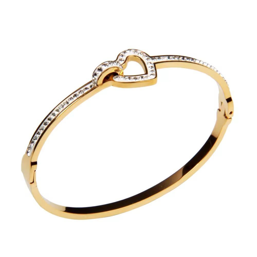 Bracelets cadeaux pour femmes, tendance, vacances, offre spéciale, verrouiller son cœur, diamant, or, bracelet en acier inoxydable 316L