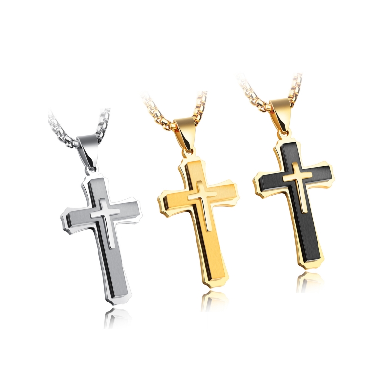 18K gold plated cross pendant DIY men necklace