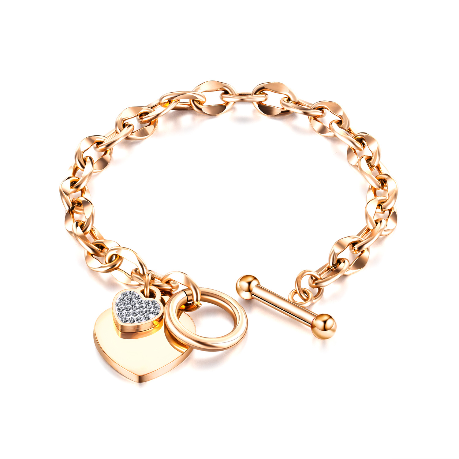 18K gold plated heart charm chain bracelet wholesale