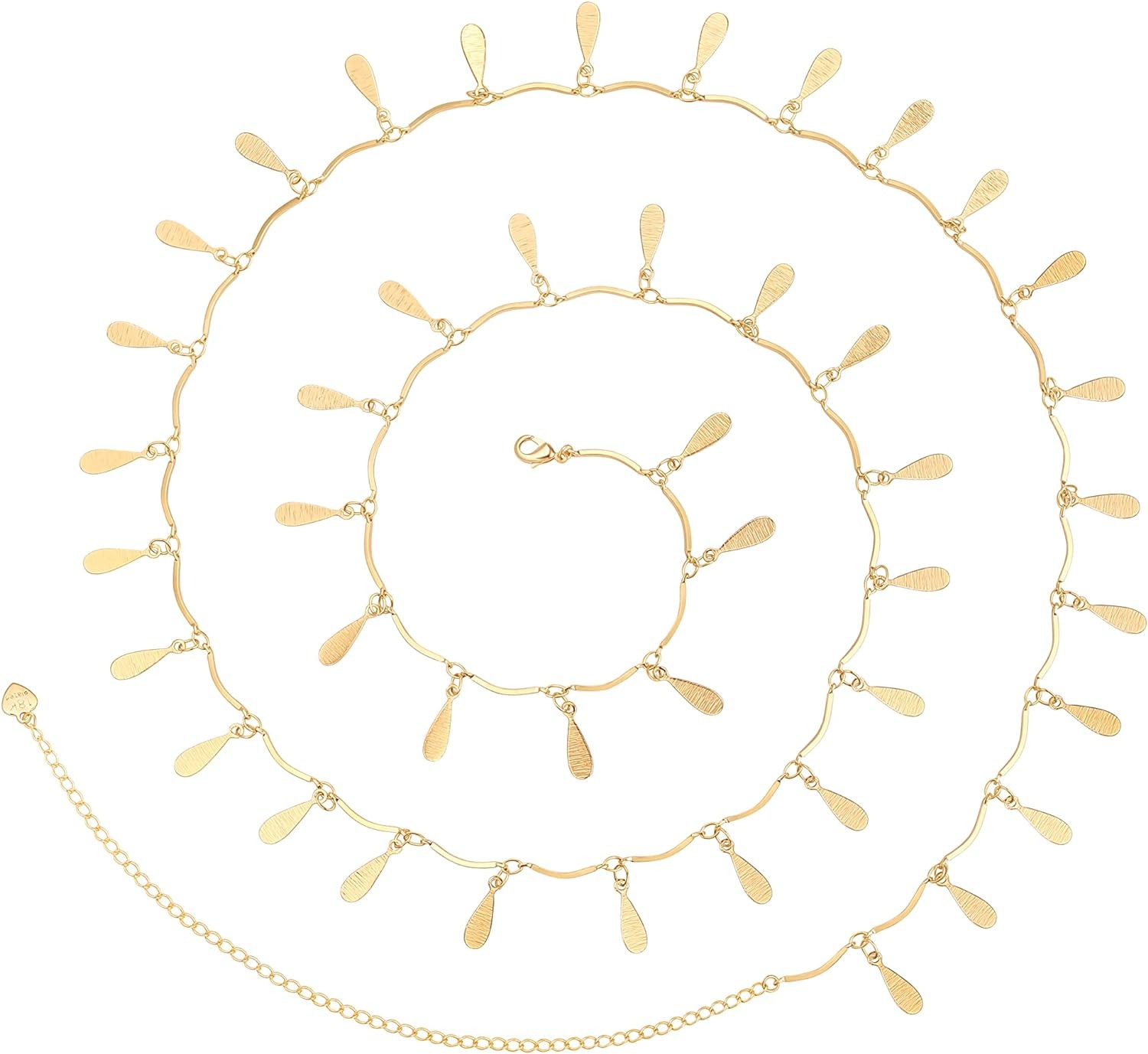 Ceinture de chaîne de taille en or 18 carats pour femmes, perles de taille réglables, chaîne de ventre de bikini de plage