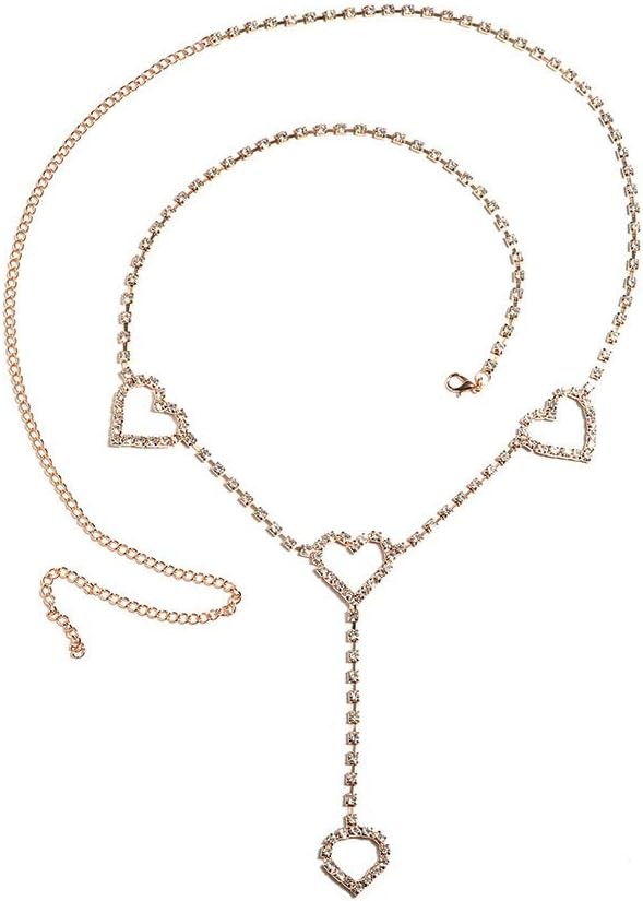 Love Heart Pendant Crystal Waist Chain for Women