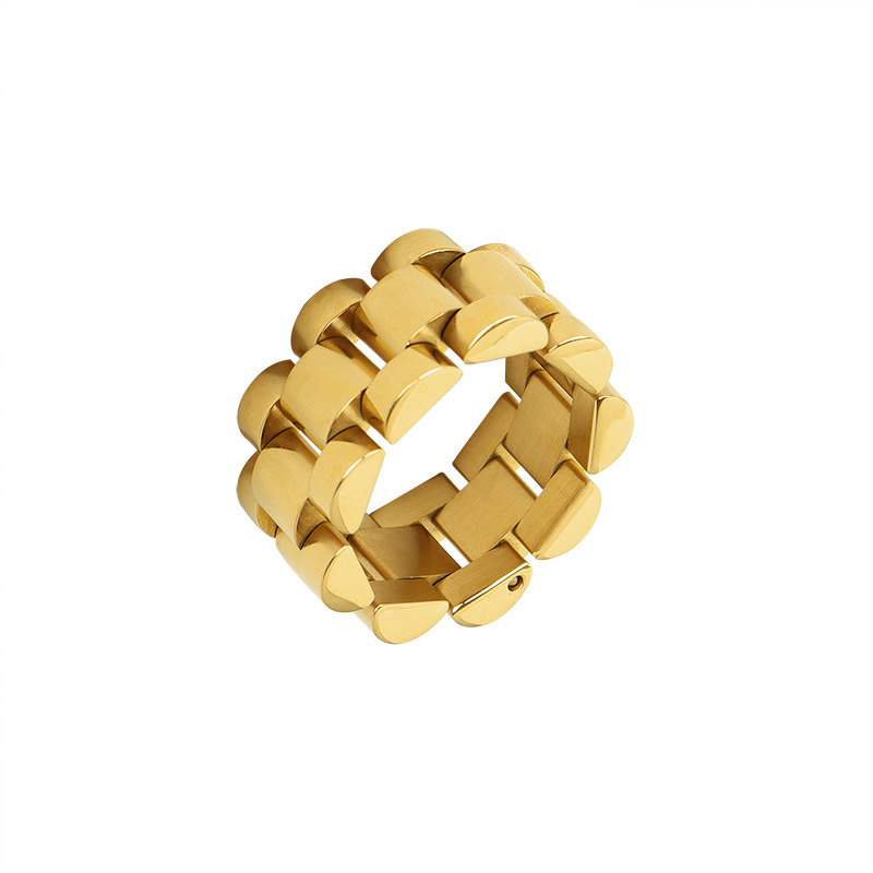 خواتم سلسلة ذهبية للنساء مجوهرات من الفولاذ المقاوم للصدأ