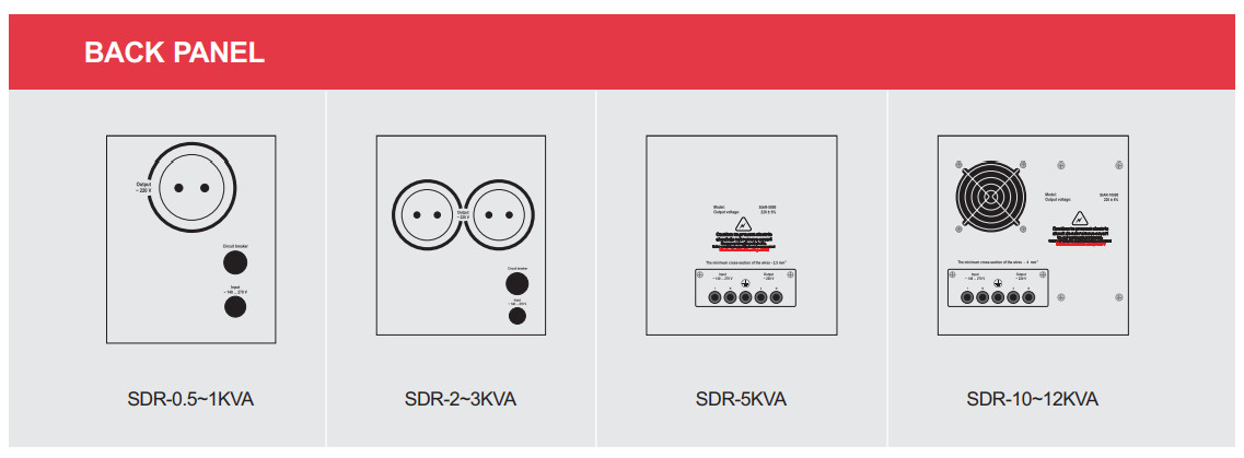 SDR 10KVA 8KW 10KW 220VAC Relay ආකාරයේ Single Phase AC ස්වයංක්‍රීය වෝල්ටීයතා නියාමක ස්ථායීකාරක