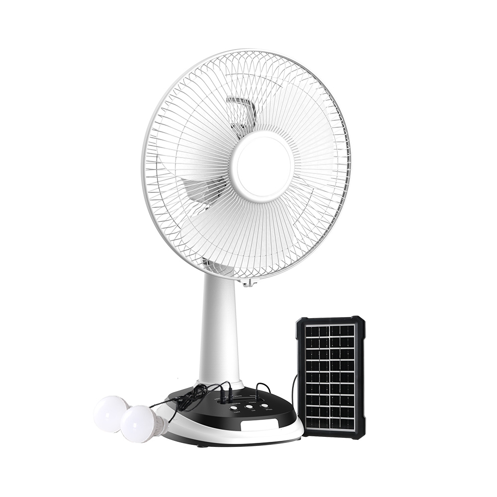 KN-5232B  12-Inch Rechargeable Table Fan with Solar Panel...