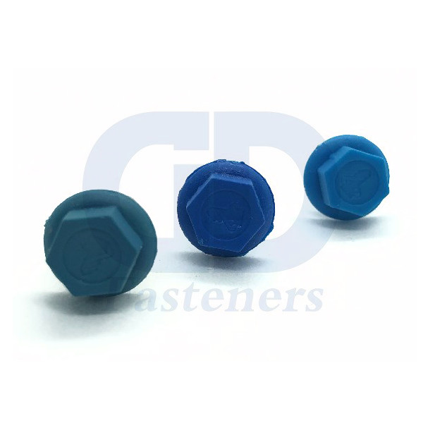 Selbstbohrende Sechskantschraube mit Nylonkopf, RAL-Schraube, blauer Nylonkopf