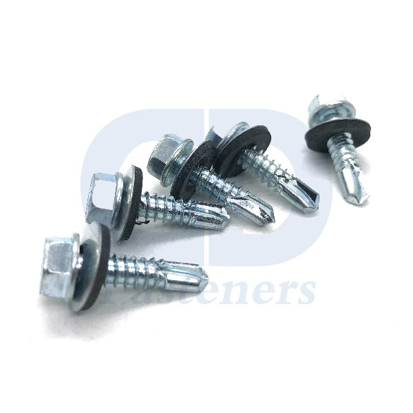 Hex Flange Head Self-drilling Screw with EPDM Horoi, Zinc Plated