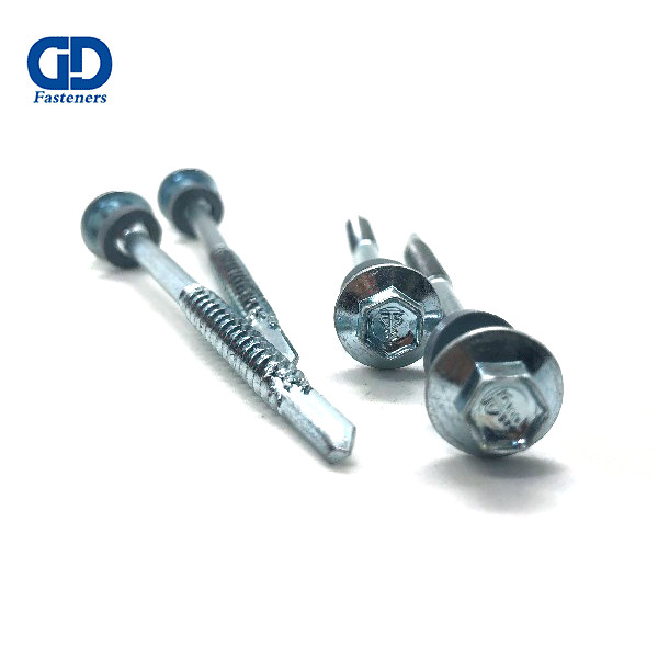 Hex Flange Head Self-drilling Screw with EPDM Washer, Hgh-low Thread