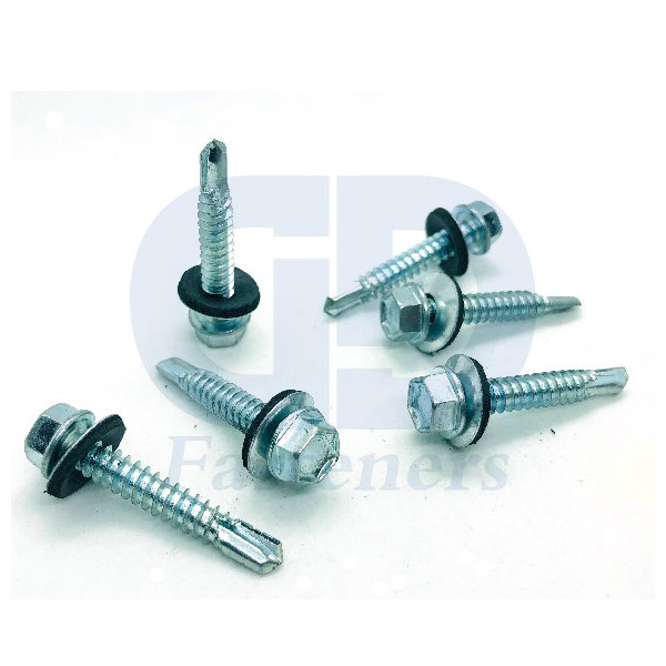 Hex Flange Head Self-drilling Screw with Black EPDM Washer