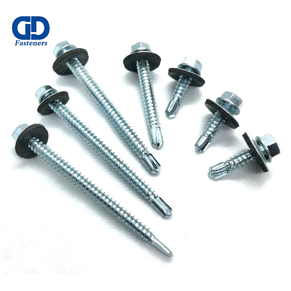Hex Flange Head Self-dolling Screw with EPDM Washer #12