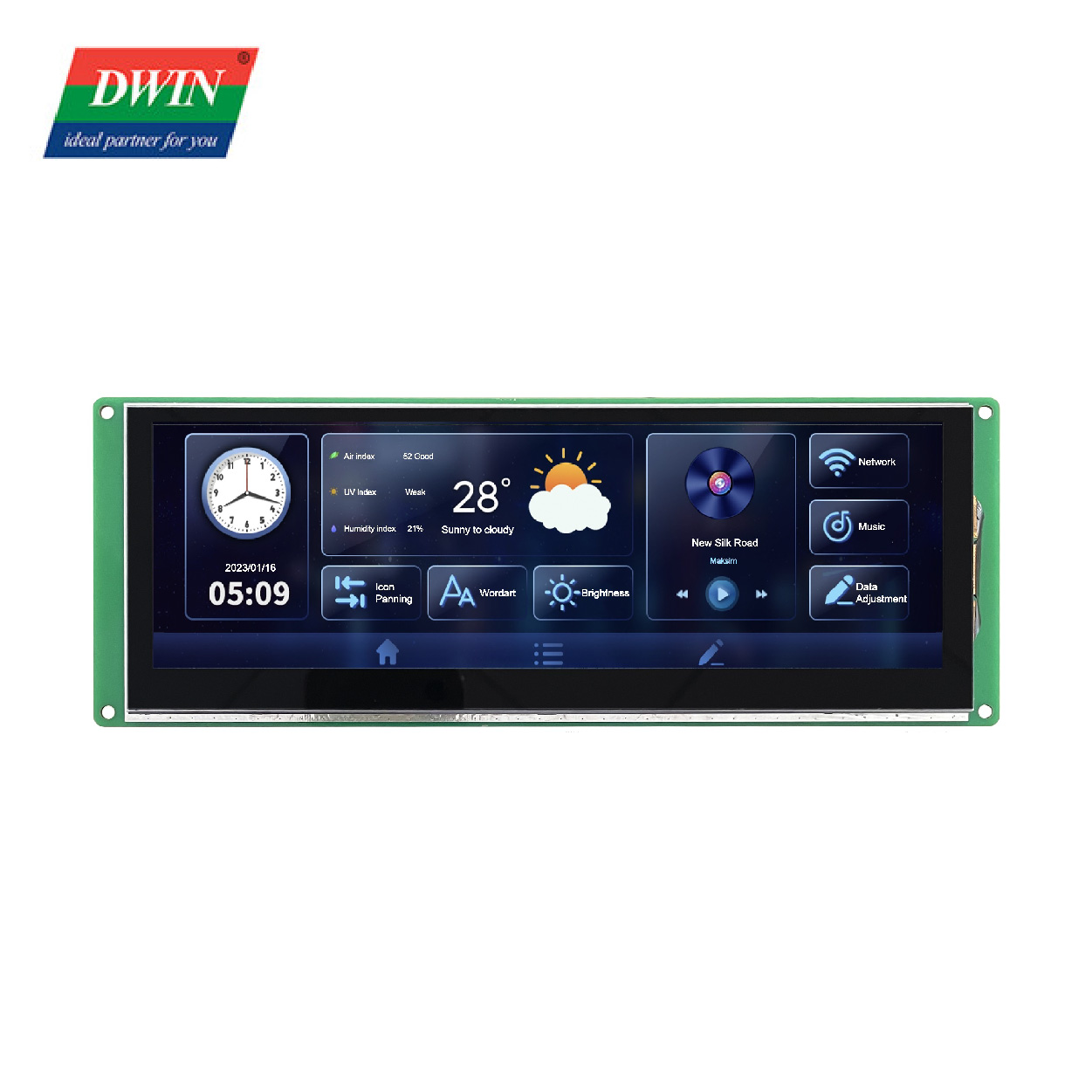 7.4 Inch Serial Port Bar LCD DMG12400C074_03W(Commercial Grade)