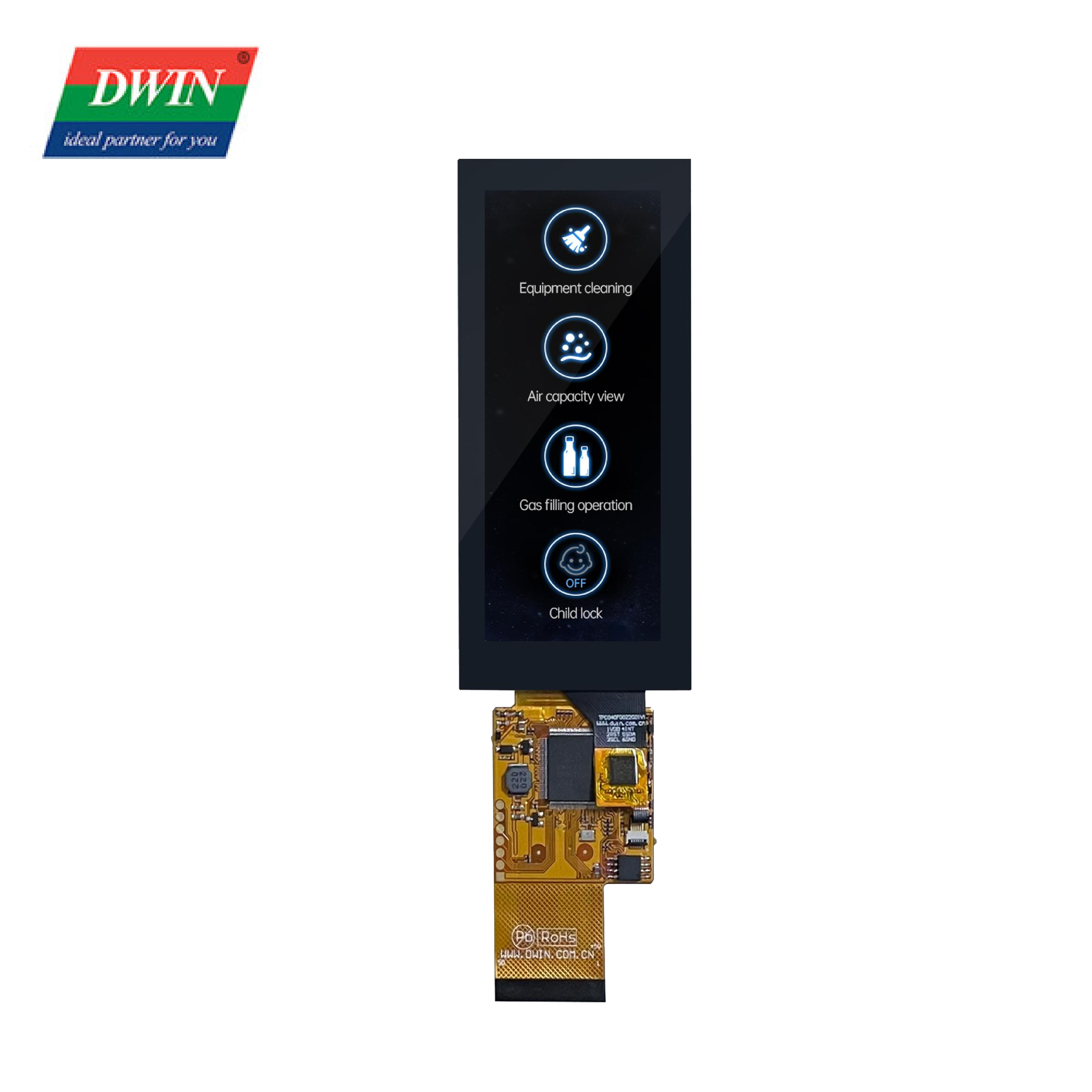 4インチCOF構造タッチスクリーン 型式：DMG40960F040_01W（COFシリーズ）