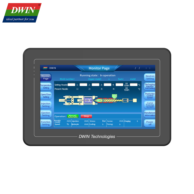 صفحه نمایش 10.1 اینچی 1024*600 HMI خازنی با Shell DMT10600T101_38WTC (درجه صنعتی)