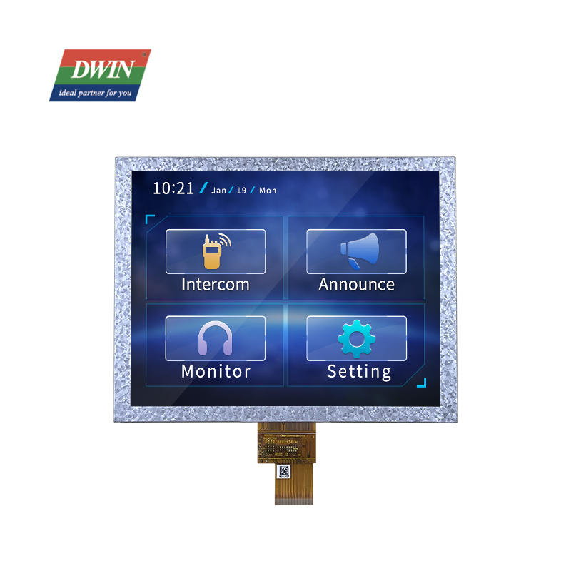 8,0 inch 1024x768 LVDS 40PIN 0,5 mm-interface 300nit IPS TFT LCD LI10768T080IA3098