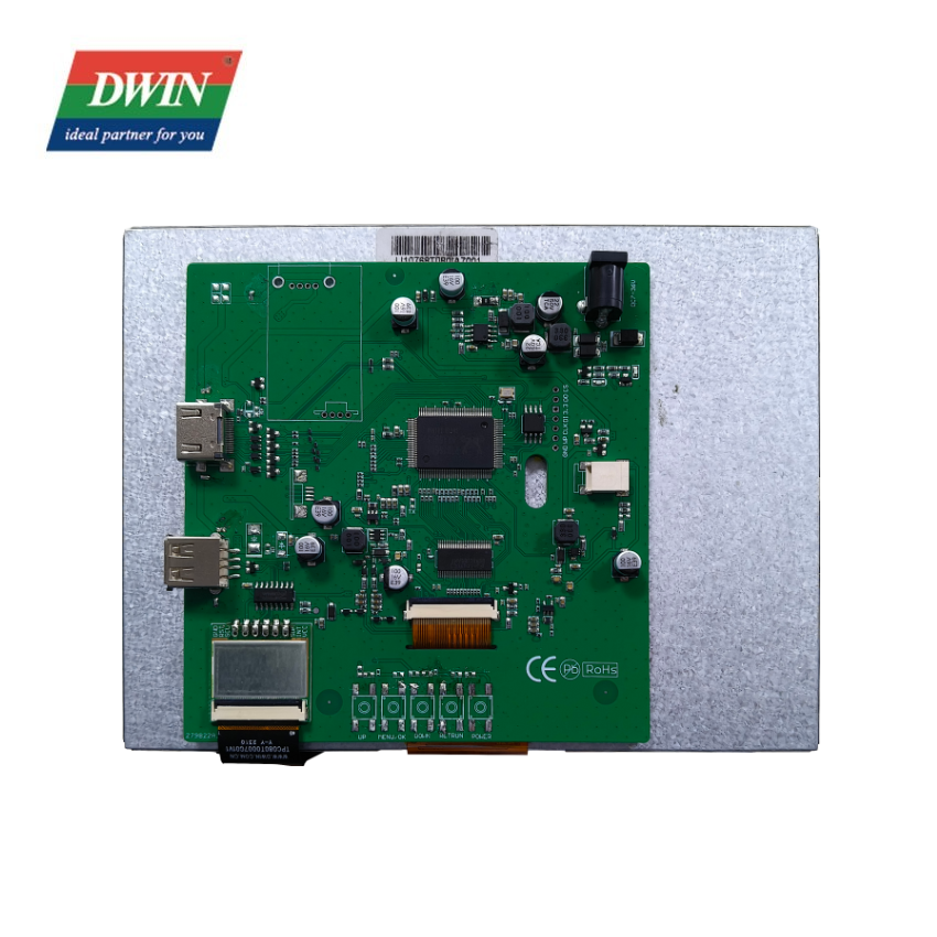 8,0 düym 1024xRGBx768 500nit IPS Raspberry pi displey Kapasitiv toxunuşlu HDMI interfeys ekranı Model: HDW080_002LC