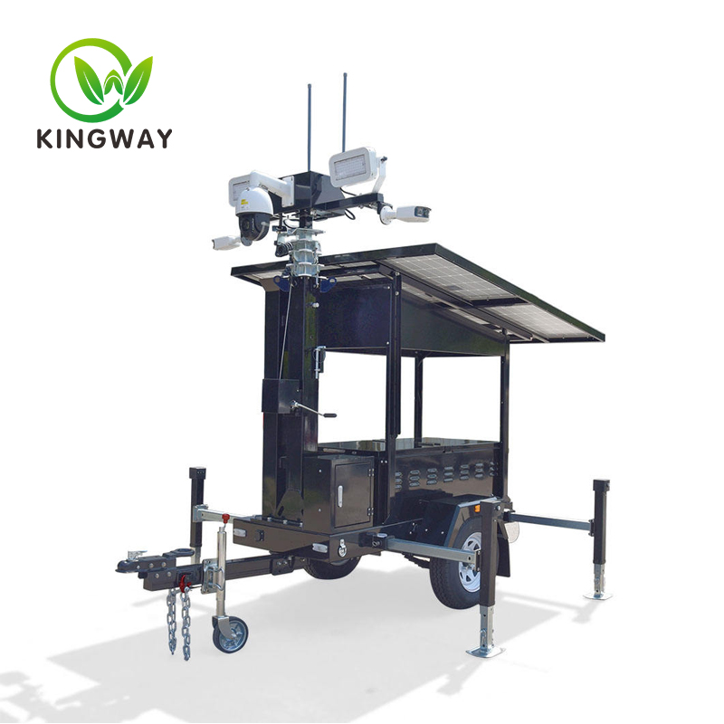 Mobile Surveillance Trailer Solar CCTV light tower  KWST-600S
