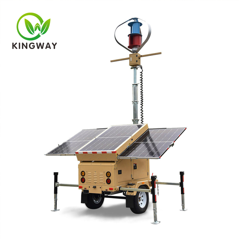 Mobile Wind Solar Complementary Powered Generator System Trailer with LED Flood Light Tower