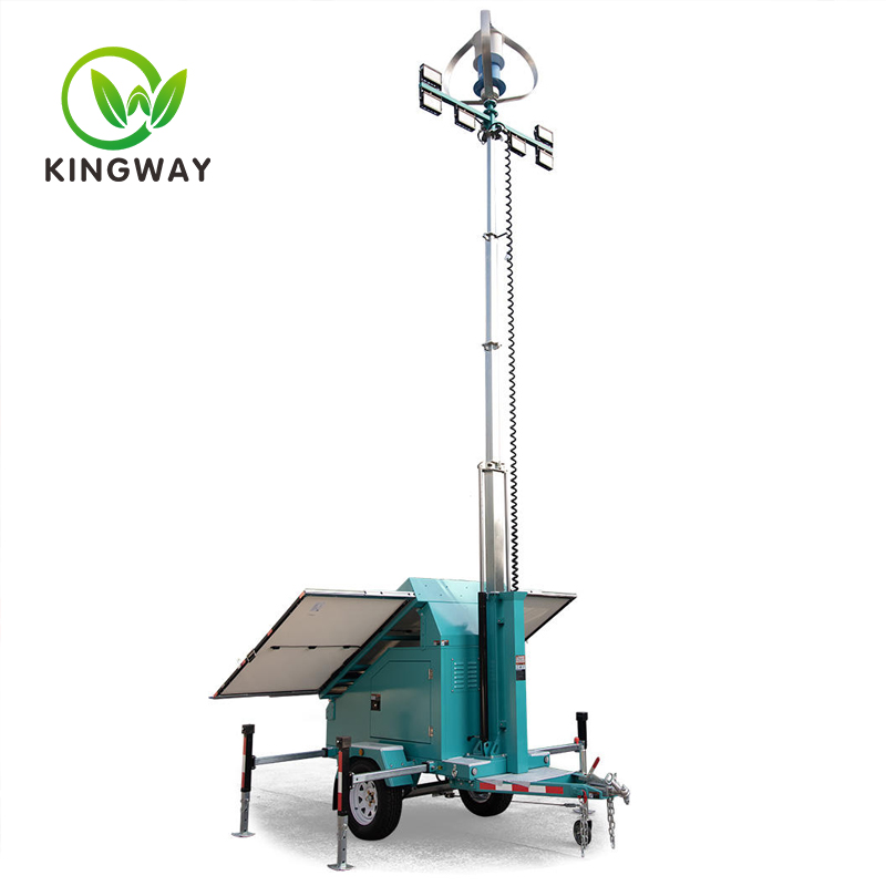 Green energy mobile 0 emissions wind turbo solar light tower