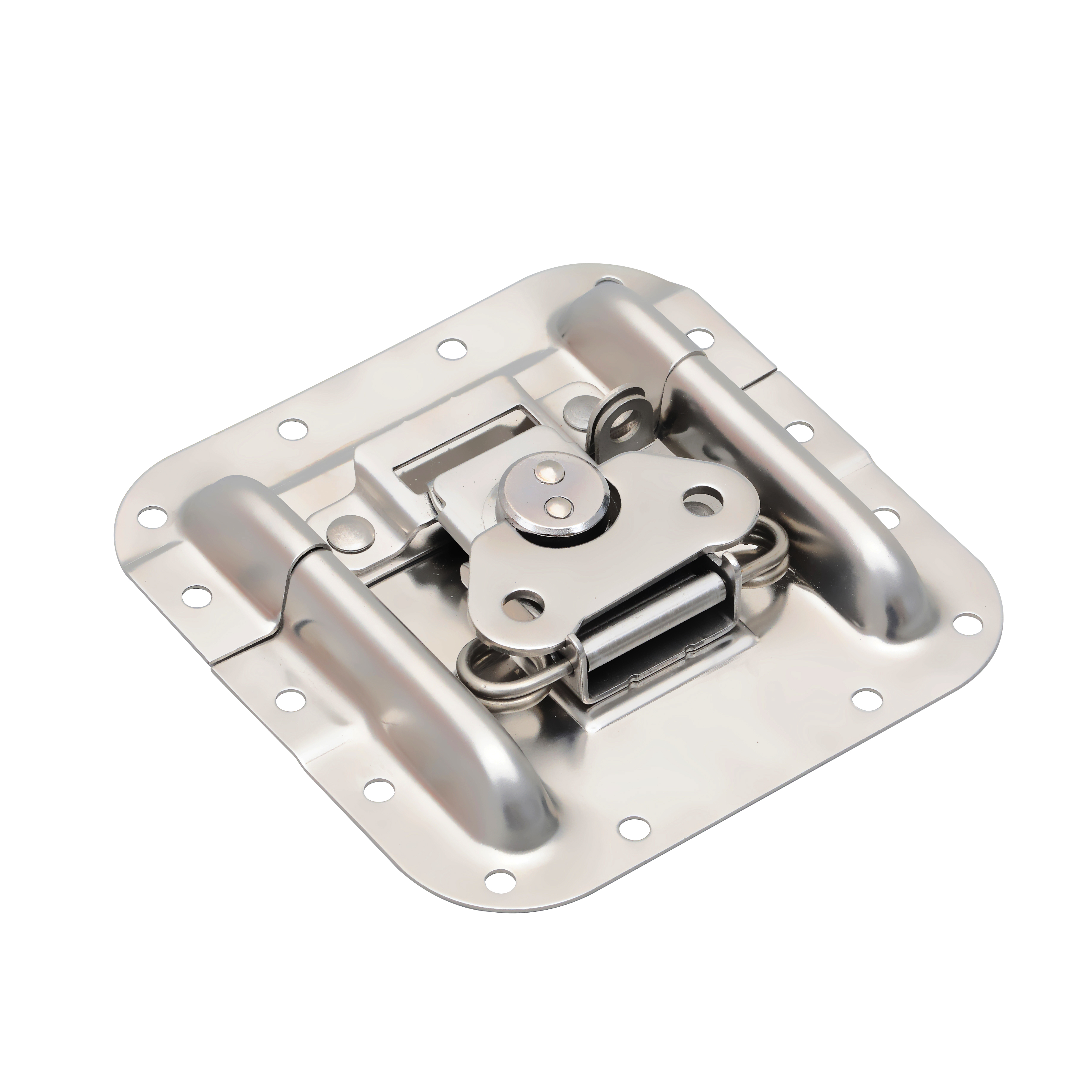 Stainless steel surface latch in dish with ridges