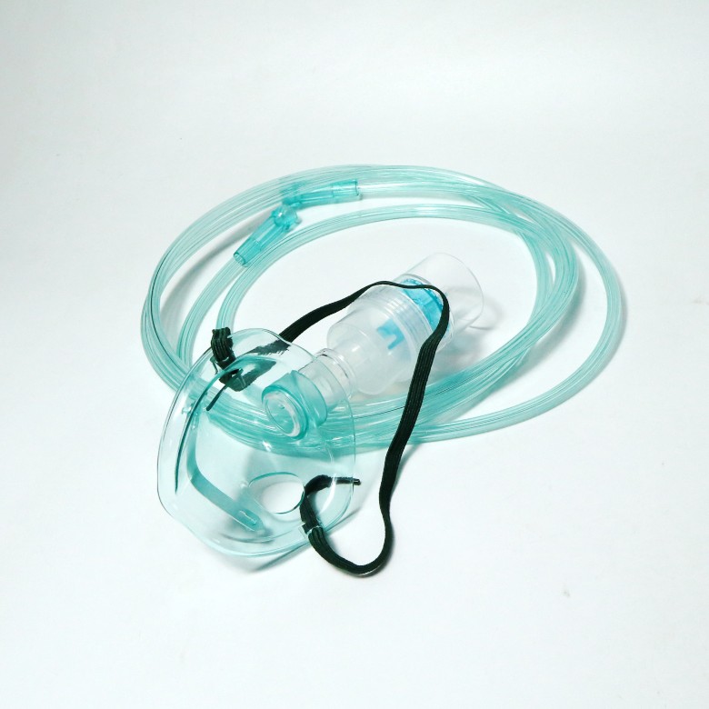 酸素フェイスマスク大人用: 6.6フィートのチューブと調節可能な弾性ストラップ付き