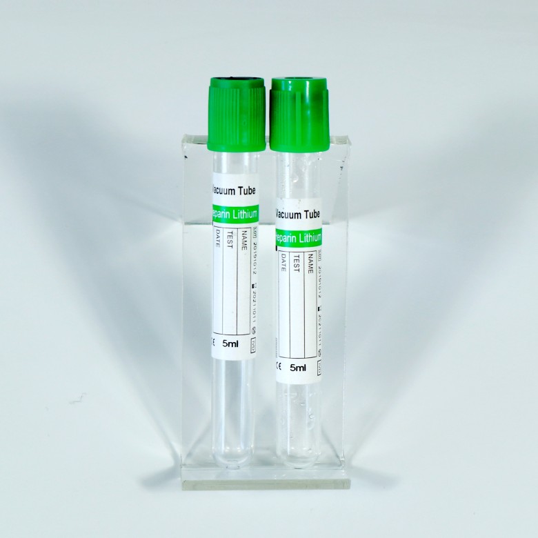 Tabung vakum heparin litium gel hijau plastik untuk pengumpulan darah