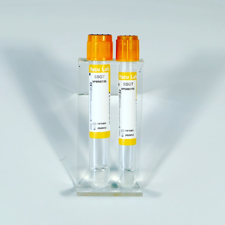 Tıbbi jel ve pıhtı aktivatörü vakumlu kan toplama tüpü sarı cam/PET tüp CE