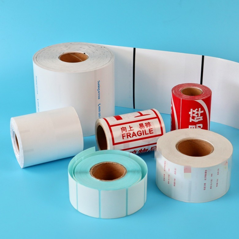 Etiqueta térmica à prova d'água usada na indústria, etiquetas em branco personalizadas, etiqueta de impressora