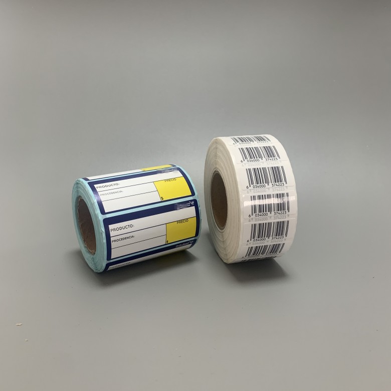 Rotolo di etichette adesive con codice a barre