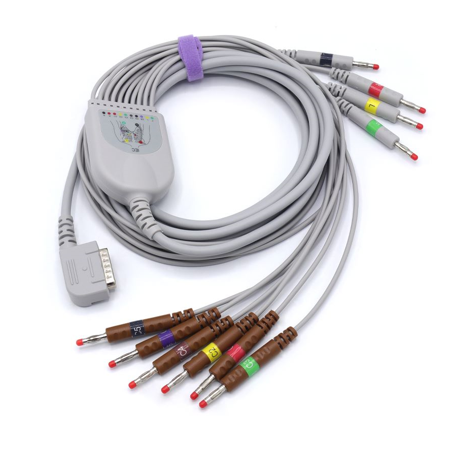Kenz PC-109 Cable EKG fijo de una pieza, 10 derivaciones, AHA, Banana