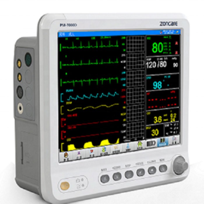 Deteksi EKG 24 Jam Monitor Pasien Samping Tempat Tidur Multi-parameter 3-6-12-lead Untuk ICU CCU