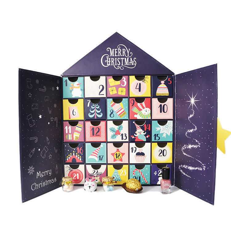 Countdown Christmas Advent Calendar BoxGift Beauty Cosmetic Packaging Cardboard Paper (4)1qp