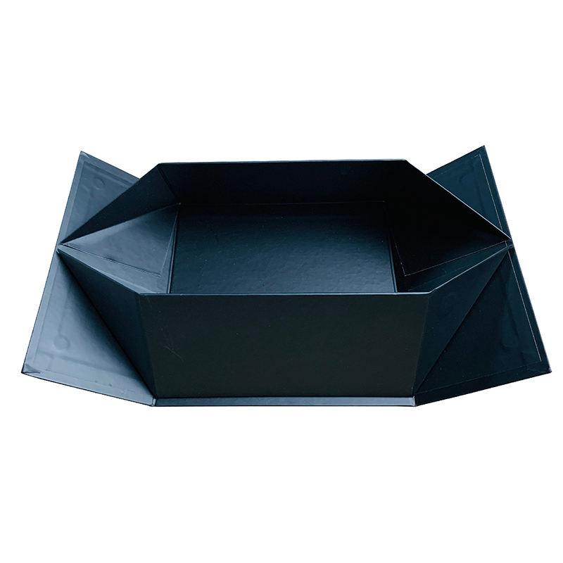 Custom paper boxesHigh Quality Foldable Flat Folding Large Matte Black Gift Paper Box With Ribbon (3)6sd