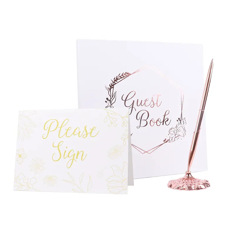 Luxury Gold Foil Wedding Guest Book With box (1)g54