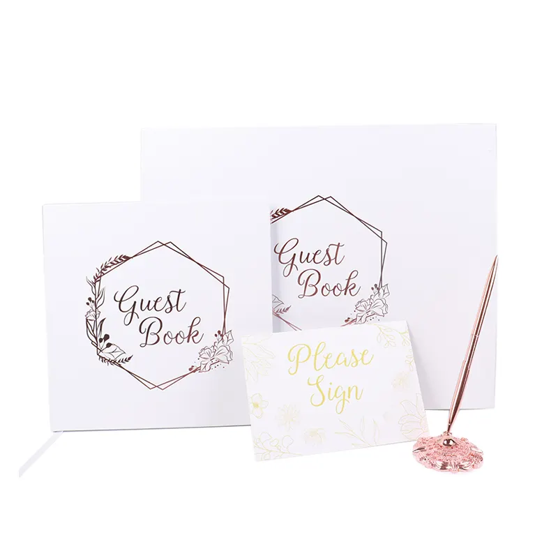 Luxury Gold Foil Wedding Guest Book With box (3)aep