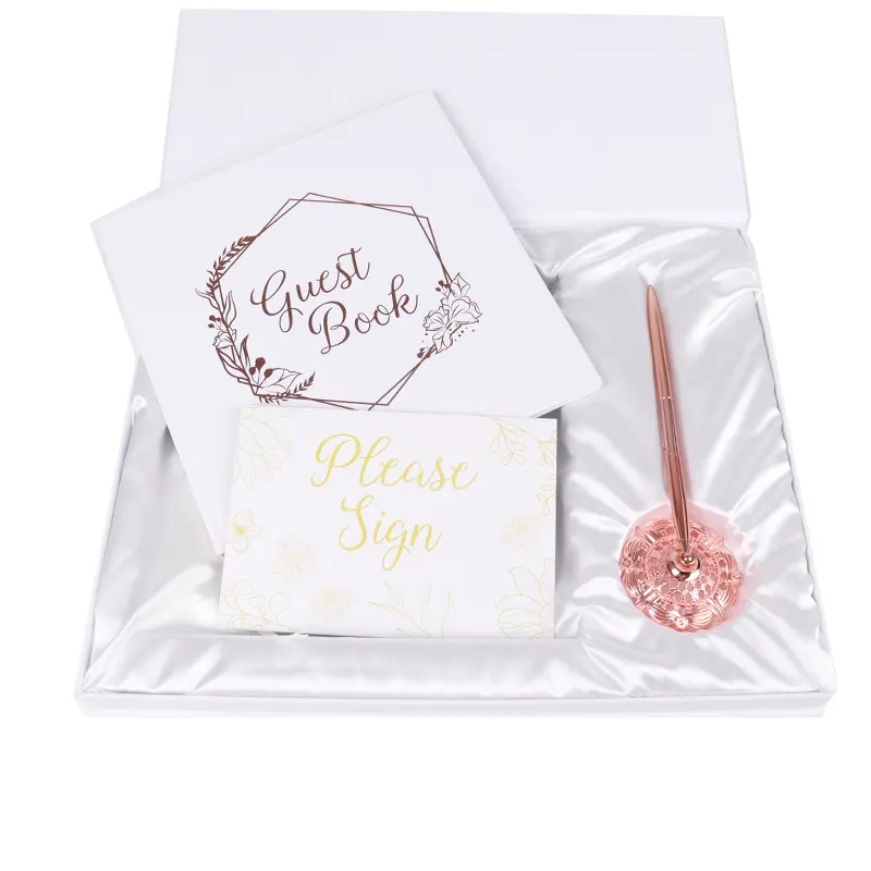 Gold Foil Wedding Guest Book With box Set  (5)mzl