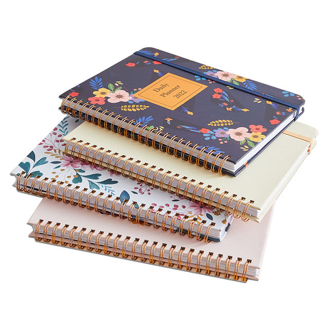 Hardcover Printing Gold Planner Spiral Notebook (3)9hs
