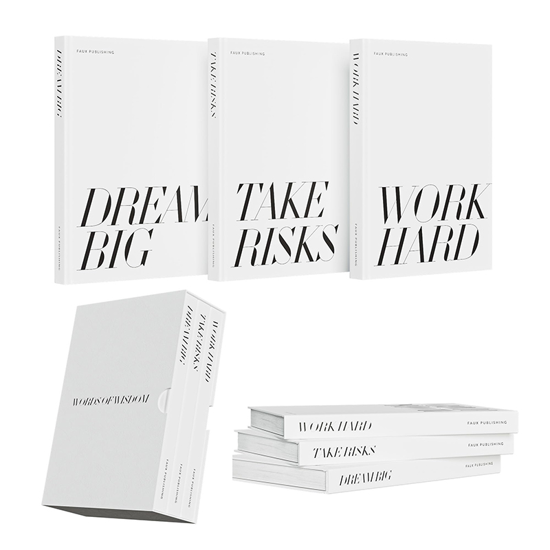 Conjunto branco personalizado de 3 livros decorativos elegantes para casa, mesa de centro, capa dura