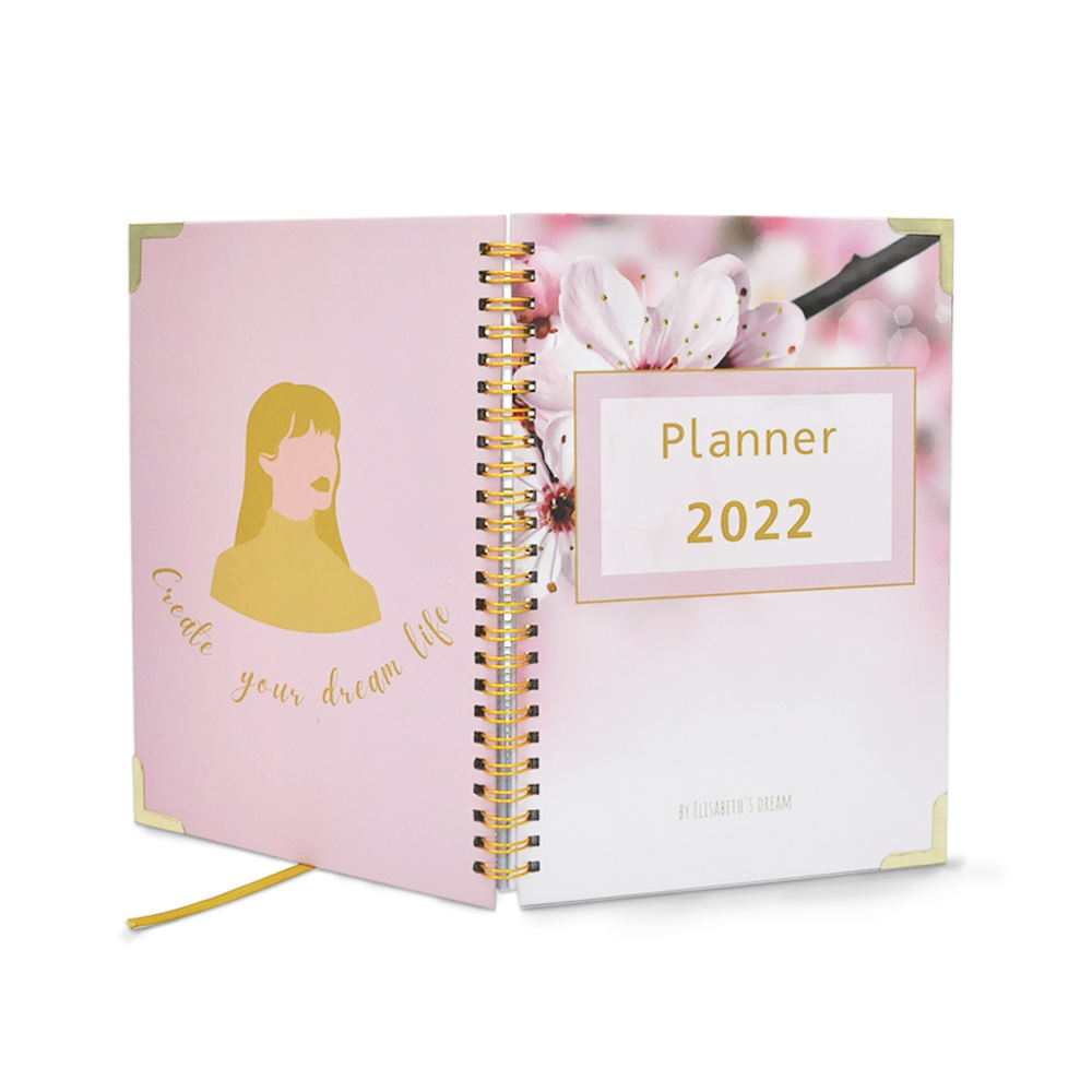 Criador de caderno espiral de diário rosa personalizado